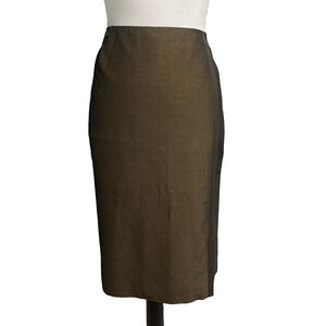Tahari Skirt size 10 Brown Wool Mohair Shimmery Straight Pencil Knee Career Suit